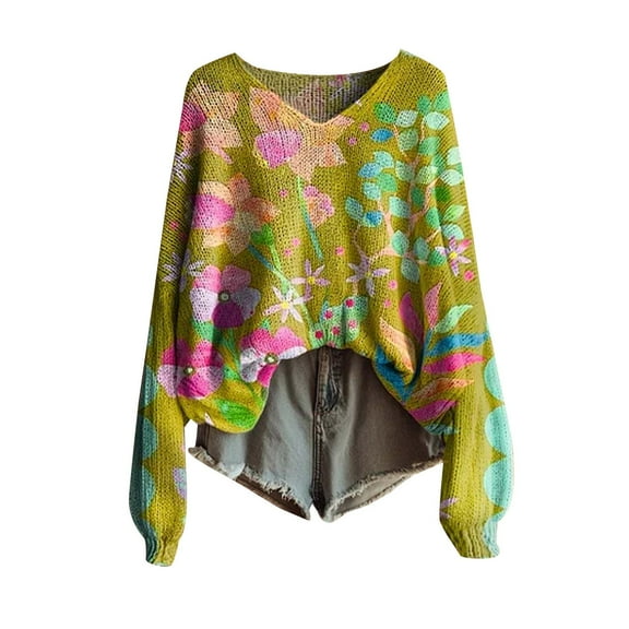 Bovemsi Womens Sweaters Cozy Knitted Pullover Sweater For Women Fashion Long Sleeve V Neck Winter Warm Layer Top Going Out Business Casual Sweaters