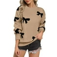 thumbnail image 1 of Bovemsi Womens Sweaters Cozy Women Long Sleeve Bowknot Printed Casual Knitted Jumper Business Casual Sweaters, 1 of 6