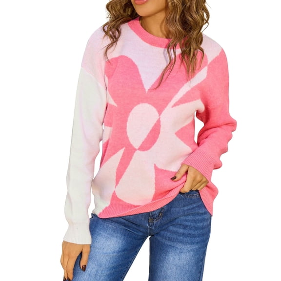 Bovemsi Womens Sweaters Cozy Women's Autumn And Winter Knitted Long Sleeved Sweater Warm Comfortable Top Casual Business Casual Sweaters