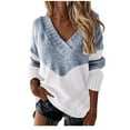 thumbnail image 1 of Bovemsi Womens Sweaters Cozy Women's Autumn Winter V Neck Color Blocked Knitted Loose Casual Warm Pullover Sweater Business Casual Sweaters, 1 of 6