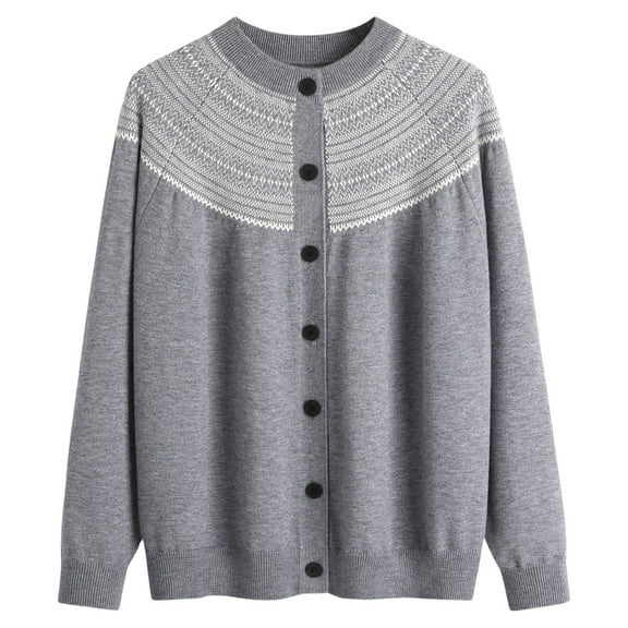 Bovemsi Womens Sweaters Cozy Women's Fun Autumn/Winter Retro Flower Long Sleeve Button Knitted Cardigan Sweater Business Casual Sweaters