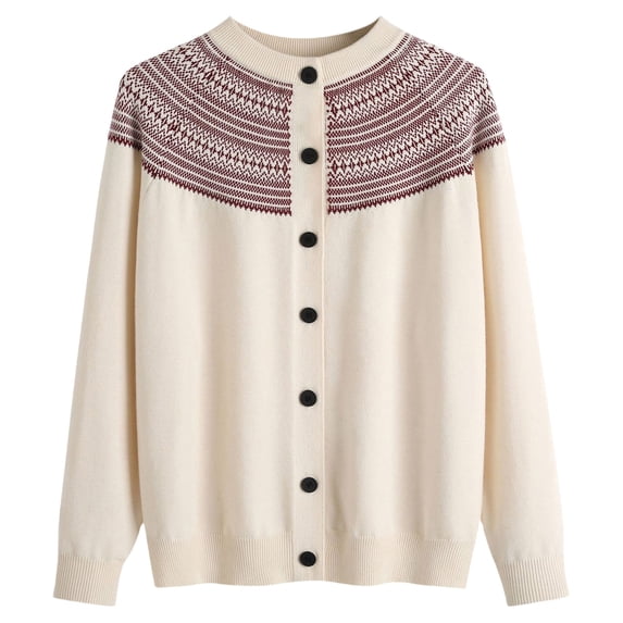 Bovemsi Womens Sweaters Cozy Women's Fun Autumn/Winter Retro Flower Long Sleeve Button Knitted Cardigan Sweater Business Casual Sweaters
