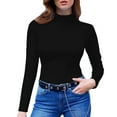 thumbnail image 1 of Bovemsi Womens Sweaters Cozy Women's High Necked Slim Long Sleeved Tight Fitting T Shirt Business Casual Sweaters, 1 of 4