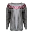 thumbnail image 1 of Bovemsi Womens Sweaters Cozy Women's Knitted Isle Print Retro Sweater Casual Loose Crewneck Long Sleeve Lightweight Business Casual Sweaters, 1 of 4