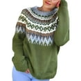thumbnail image 1 of Bovemsi Womens Sweaters Cozy Women's Knitted Print Retro Sweater Casual Crewneck Long Sleeve Lightweight Cropped Pullover Business Casual Sweaters, 1 of 4