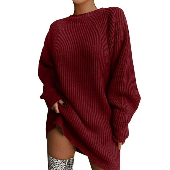 Bovemsi Womens Sweaters Cozy Women's New Fall/Winter Sweater Mid Length Dress With Shoulder Sleeves And Half Turtleneck Business Casual Sweaters