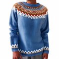 thumbnail image 1 of Bovemsi Womens Sweaters Cozy Women's Retro Art Printed Comfortable Casual Knitted Round Neck Pullover Business Casual Sweaters, 1 of 6