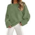 thumbnail image 1 of Bovemsi Womens Sweaters Cozy Women's Round Neck Long Sleeve Solid Color Pullover Sweater Fashion Loose Top Business Casual Sweaters, 1 of 8