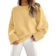 thumbnail image 1 of Bovemsi Womens Sweaters Cozy Women's Round Neck Long Sleeve Solid Color Pullover Sweater Fashion Loose Top Business Casual Sweaters, 1 of 8