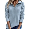 thumbnail image 1 of Bovemsi Womens Sweaters Cozy Women's Solid Color Simple Zipper Pullover Long Sleeved Knitted Sweater Casual Business Casual Sweaters, 1 of 4