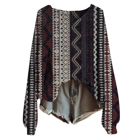 Bovemsi Womens Sweaters Fall For Women 2025 Plus Size Graphic Print Long Sleeve Shirts Casual Cute Knit Tops Pullover Fall Sweaters