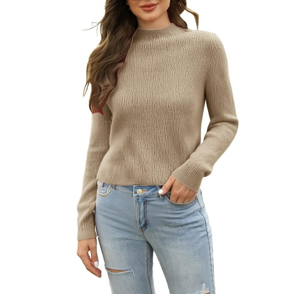 Bovemsi Womens Sweaters For Women Knit Crew Neck Long Sleeve Soft Pullover Sweater Fall Sweaters