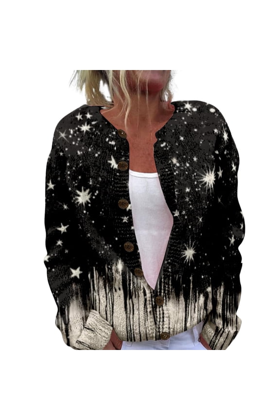 Womens Sweaters For Women Open Front Cardigan Chunky Long Sleeve Plus Size Button Up Fall Trendy Blouse Cute Sweaters