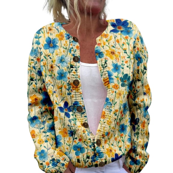 Bovemsi Womens Sweaters For Women Open Front Cardigan Chunky Long Sleeve Plus Size Button Up Fall Trendy Blouse Cute Sweaters