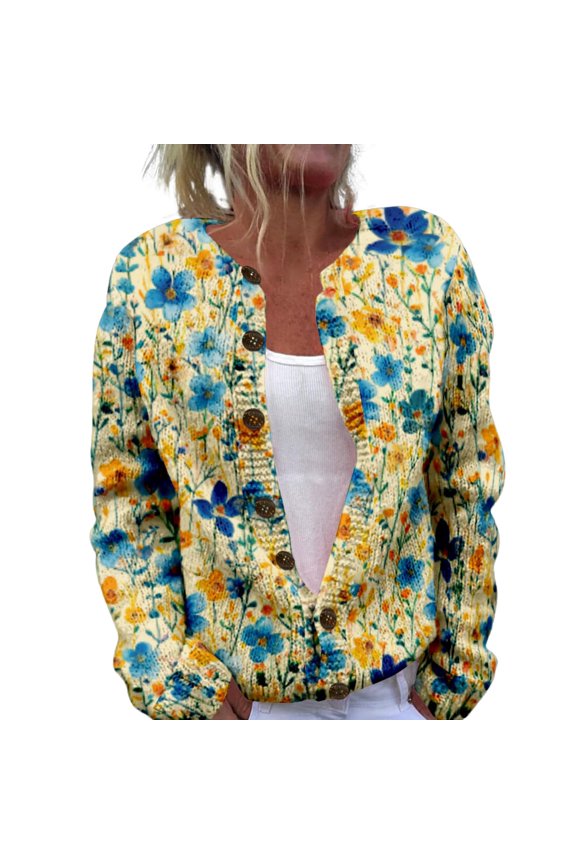 Womens Sweaters For Women Open Front Cardigan Chunky Long Sleeve Plus Size Button Up Fall Trendy Blouse Fall Sweaters