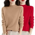 thumbnail image 1 of Bovemsi Womens Sweaters Women'S Autumn And Winter 2pc Solid Color Soft Comfortable Round Neck Pullover Fall Sweaters, 1 of 4