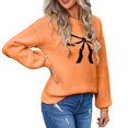 thumbnail image 1 of Bovemsi Womens Sweaters Women's Casual Round Neck Bow Sweater Autumn And Winter Knitted Shoulder Down Fall Sweaters, 1 of 8