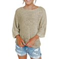 thumbnail image 1 of Bovemsi Womens Sweaters Women's Crew Neck Sweater With Flared Sleeves Vertical Striped Color Matching Cute Sweaters, 1 of 9