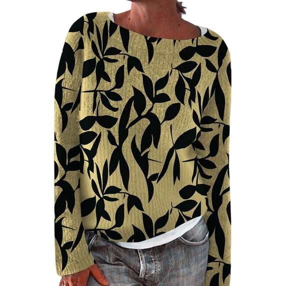 Bovemsi Womens Sweaters Women's Design Loose Casual Knit Drop Shoulder Long Sleeve Pullover Sweater Fall Sweaters