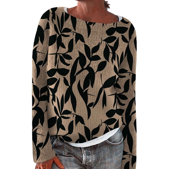 Bovemsi Womens Sweaters Women's Design Loose Casual Knit Drop Shoulder Long Sleeve Pullover Sweater Fall Sweaters