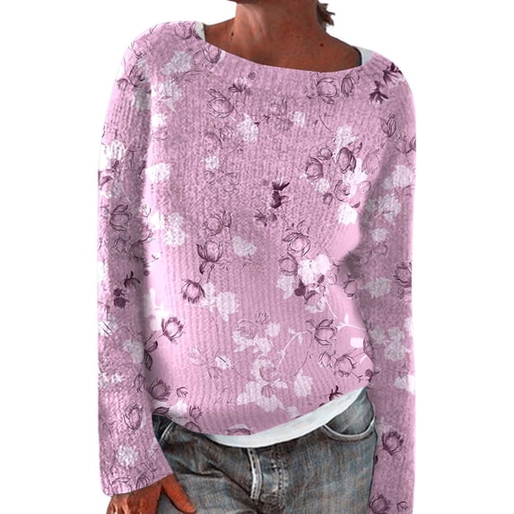 Bovemsi Womens Sweaters Women's Design Loose Casual Knit Drop Shoulder Long Sleeve Pullover Sweater Fall Sweaters