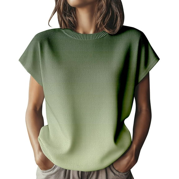 Bovemsi Womens Sweaters Women's Knit Short Sleeve Top Soft Stretchy Crew Neck Blouse Casual Versatile T Shirt For Daily Wear Cute Sweaters