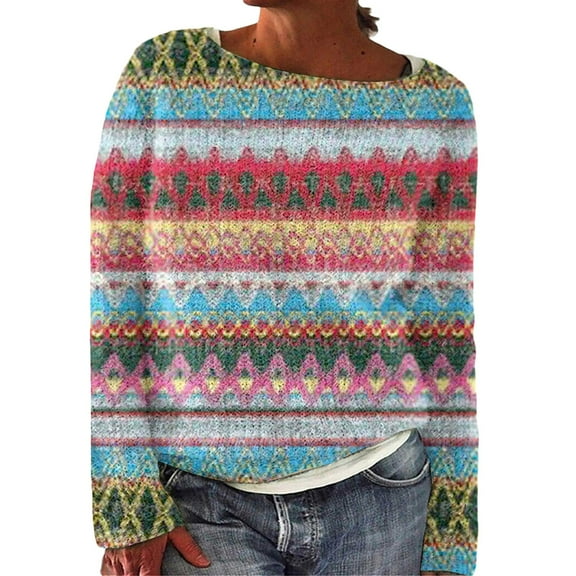 Bovemsi Womens Sweaters Women's Sweater Casual Loose Knitted Crewneck Long Sleeve Cropped Pullover Tops Fall Sweaters