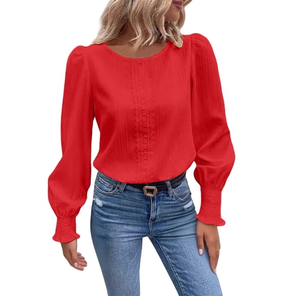 Bovemsi Womens Sweatshirts For Women Crewneck Puff Sleeve Tops Lightweight Sweaters Fall Fashion Outfits 2025 Clothes
