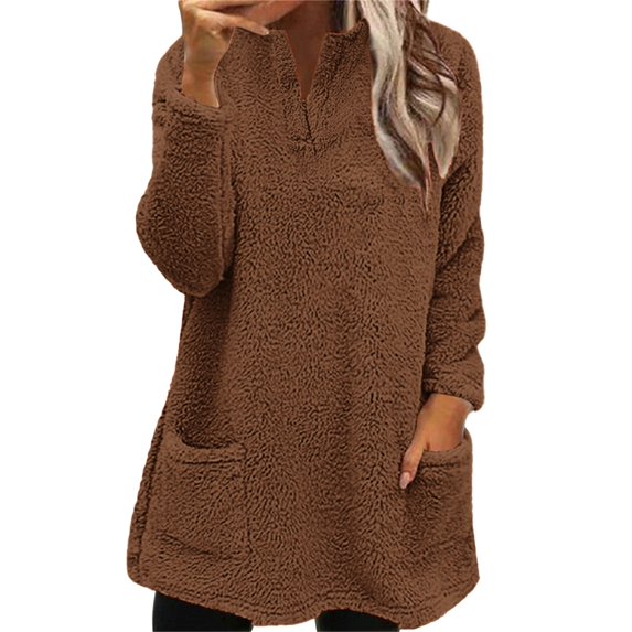 Bovemsi Womens Sweatshirts Long Sleeve V Neck Pullover With Functional Pockets For Casual Warm Comfort Daily Fall Fashion Outfits 2025 Clothes