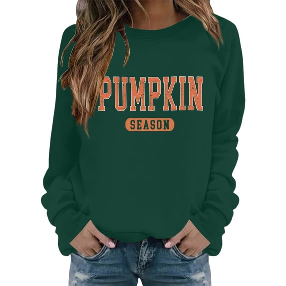 Bovemsi Womens Sweatshirts Pumpkin Season Sweatshirt Crewneck Long Sleeve Fall Shirt Halloween Holiday Pullover Fashion Outfits 2025 Clothes