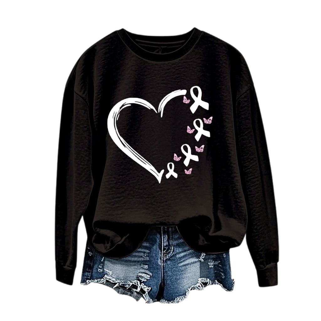 Bovemsi Womens Sweatshirts Ribbon Shirts For Women Breast Cancer ...