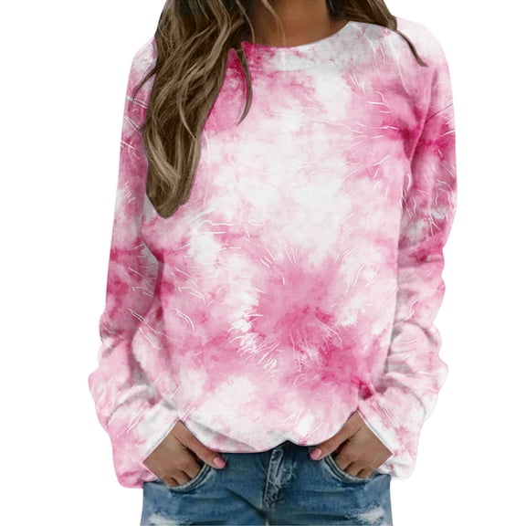 Bovemsi Womens Sweatshirts Sportswear Fashionable Casual Tie Dye Printed Long Sleeved Top Hooded Sweatshirt Fall Fashion Outfits 2025 Clothes