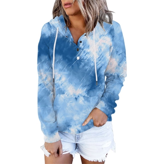 Bovemsi Womens Sweatshirts Tie Dye Patterned Oversized Sportswear Long Sleeved Shirt Pullover With Pockets Fall Fashion Outfits 2025 Clothes