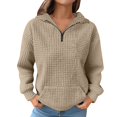 thumbnail image 1 of Bovemsi Womens Sweatshirts Women'S Autumn And Winter Solid Color Long Sleeved Lapel Half Zip Pocket Fall Fashion Outfits 2025 Clothes, 1 of 7