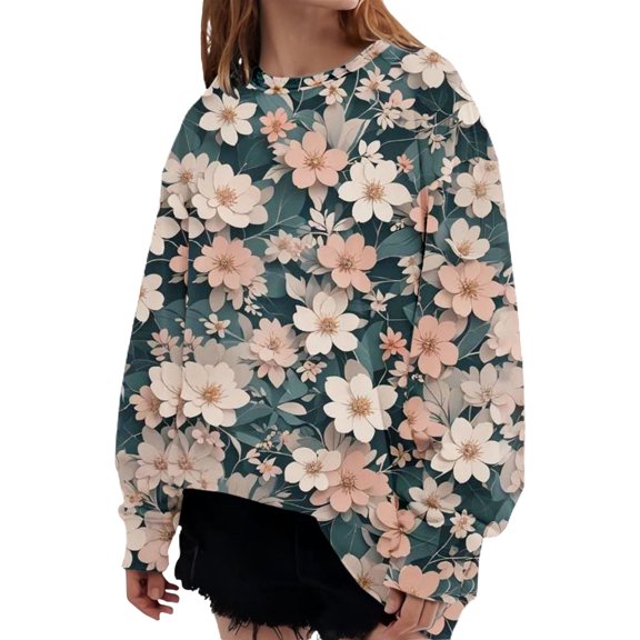 Bovemsi Womens Sweatshirts Women's Fashion Spring Autumn Casual Long Sleeve Hoodless Sweatshirt Top Fall Fashion Outfits 2025 Clothes