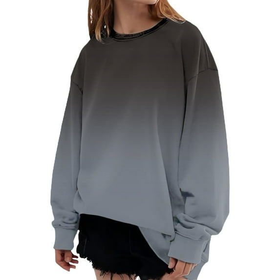 Bovemsi Womens Sweatshirts Women's Fashion Spring Autumn Casual Long Sleeve Hoodless Sweatshirt Top Fall Fashion Outfits 2025 Clothes