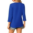 thumbnail image 1 of Bovemsi Womens Tops 3/4 Length Sleeve V Neck Casual Tunic Tops Basic Shirts Loose Fit Blouse, Blue Women's Summer Short Sleeve T-Shirts, XL, 1 of 5