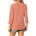 thumbnail image 1 of Bovemsi Womens Tops 3/4 Length Sleeve V Neck Casual Tunic Tops Basic Shirts Loose Fit Blouse, Pink Women's Summer Short Sleeve T-Shirts, XXL, 1 of 5