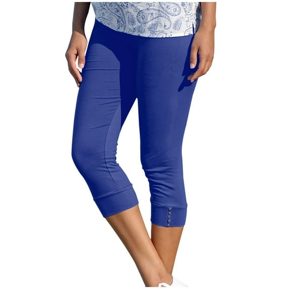Bovemsi Yoga Pants For Women Capri Leggings High Waisted Stretchy Athletic Button Knee Length Summer Capris Capri Leggings,XL