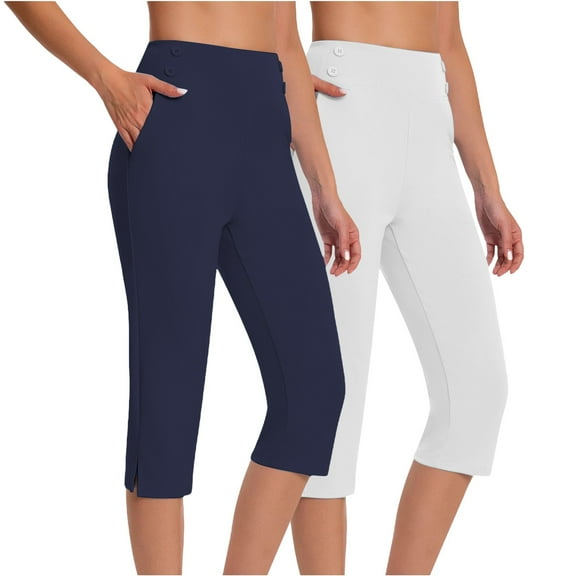Bovemsi Yoga Pants For Women High Waisted Crop Work Summer Casual Slacks Dress Pant Capri Leggings,XL