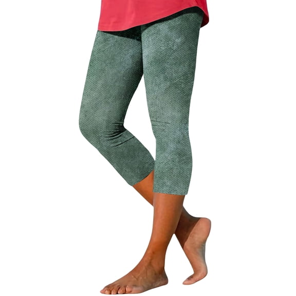 Bovemsi Yoga Pants For Women Tie Dyed Printed Leggings High Waist Cut Lightweight And Comfortable Solid Soft Sleepwear Capri Legging,S