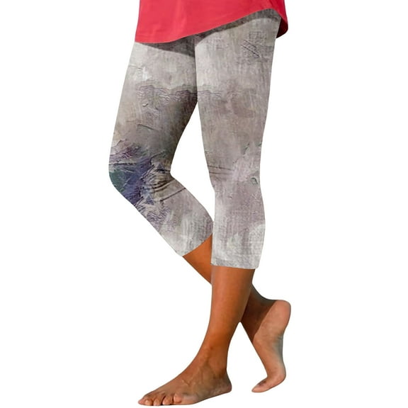 Bovemsi Yoga Pants For Women Tie Dyed Printed Leggings High Waist Cut Lightweight And Comfortable Solid Soft Sleepwear Capri Legging,S