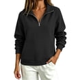 thumbnail image 1 of BovemsiOversized Sweatshirt for Women Right Shoulder Loose Zipper Pullover Design Trending Womens Clothes M Black, 1 of 4