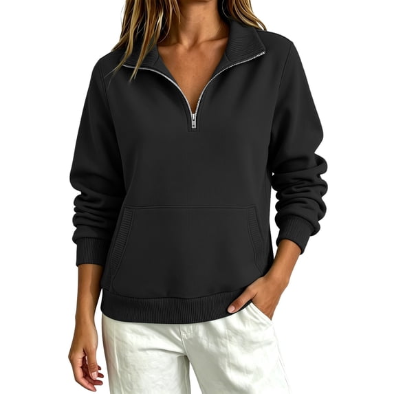 BovemsiOversized Sweatshirt for Women Right Shoulder Loose Zipper Pullover Design Trending Womens Clothes M Black