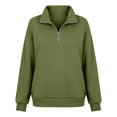 thumbnail image 1 of BovemsiWomen's Fleece Sweatshirt Right Shoulder Loose Zipper Pullover Design Fashion Outfits Clothes Green XXL, 1 of 4