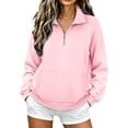 thumbnail image 1 of BovemsiWomen's Lightweight Sweatshirt Right Shoulder Loose Zipper Pullover Design Fashion Outfits Clothes M Pink, 1 of 4