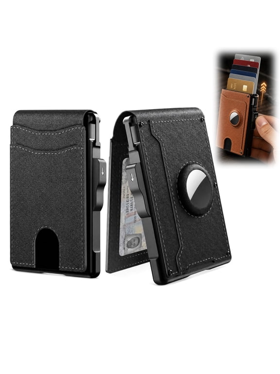 Boviras Men's Wallet, RFID Anti-Theft Slim Card Holder with Metal Case, Large Capacity, Tear-Resistant PU, Compact(Black)