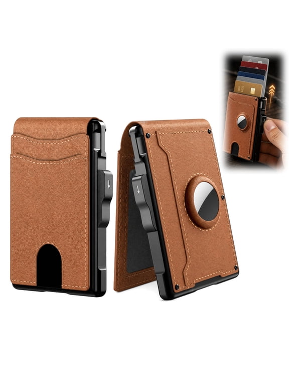 Boviras Men's Wallet, RFID Anti-Theft Slim Card Holder with Metal Case, Large Capacity, Tear-Resistant PU, Compact(Brown)