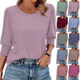 thumbnail image 1 of Bovxnpu 3/4 Length Sleeve Womens Tops, Dressy Casual Blouses Tunic Tops Basic Loose Shirts Summer Outfits Beach Vacation Plus Size Spring Clothes S, 1 of 6