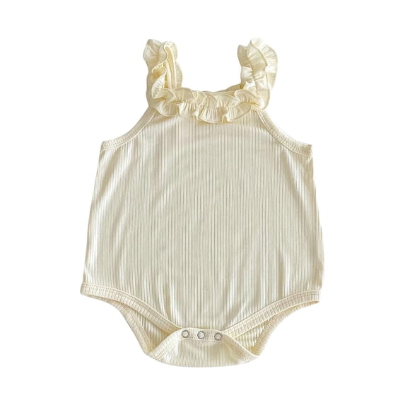 Bovxnpu Baby Girl Bodysuit, Infant Baby Cotton Bodysuits, Children's Solid Color Sleeveless Camisole Jumpsuit Baby Summer Breathable Bag Fart 6 Months